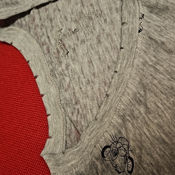 DISNEY Simba distressed burnout grey roll sleeve graphic tee Small Lion King WDW - Picture 7 of 9